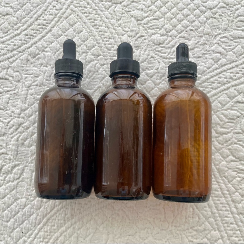 Amber Glass Dropper Bottles - Set of 3
